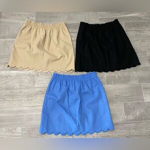 J. Crew mini skirt bundle Scalloped hem Linen Cotton Blend Pull On Size 10